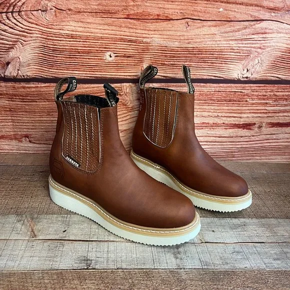 Mens LEATHER Light Weight Ankle Half CHELSEA  Work Boot Round Toe BOTIN TRABAJO - Picture 3 of 8